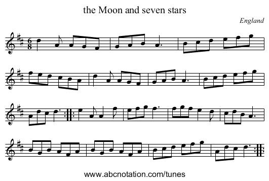 the Moon and seven stars - staff notation