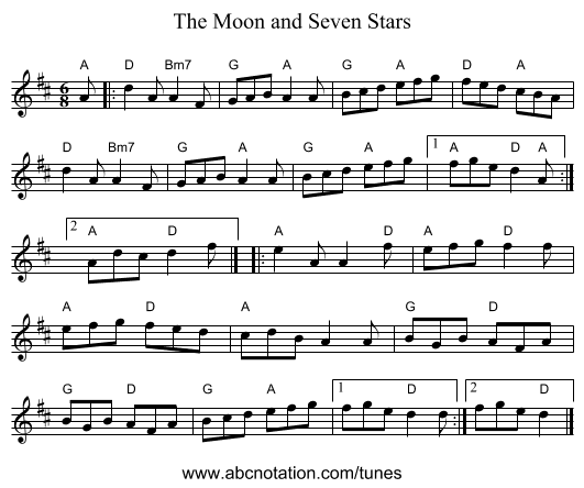 The Moon and Seven Stars - staff notation
