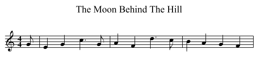 The Moon Behind The Hill - staff notation