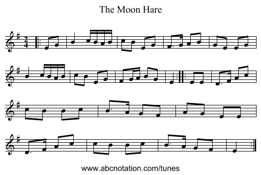 The Moon Hare - staff notation