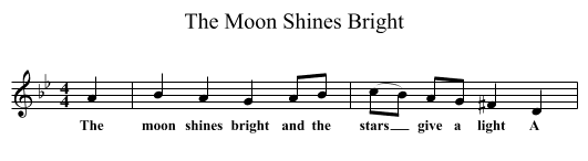 The Moon Shines Bright - staff notation
