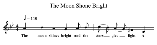 The Moon Shone Bright - staff notation