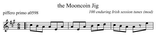the Mooncoin Jig - staff notation