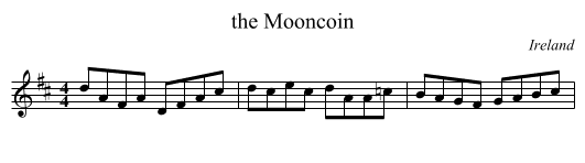 the Mooncoin - staff notation