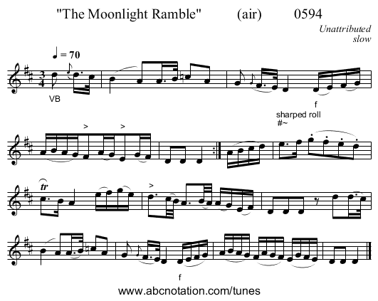 The Moonlight Ramble          (air)         0594 - staff notation