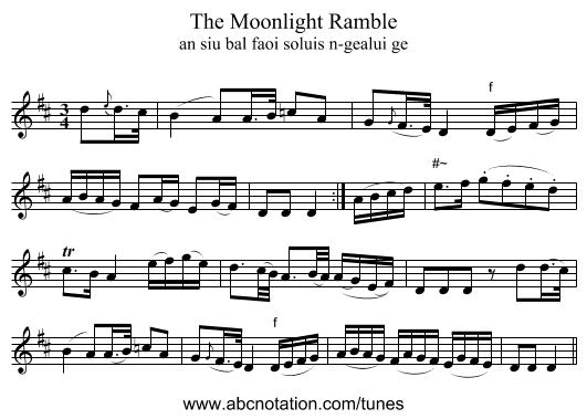 The Moonlight Ramble - staff notation