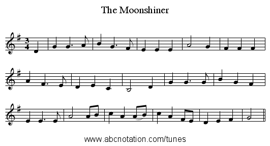 The Moonshiner - staff notation