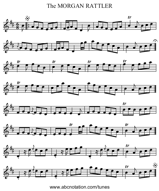 The MORGAN RATTLER - staff notation