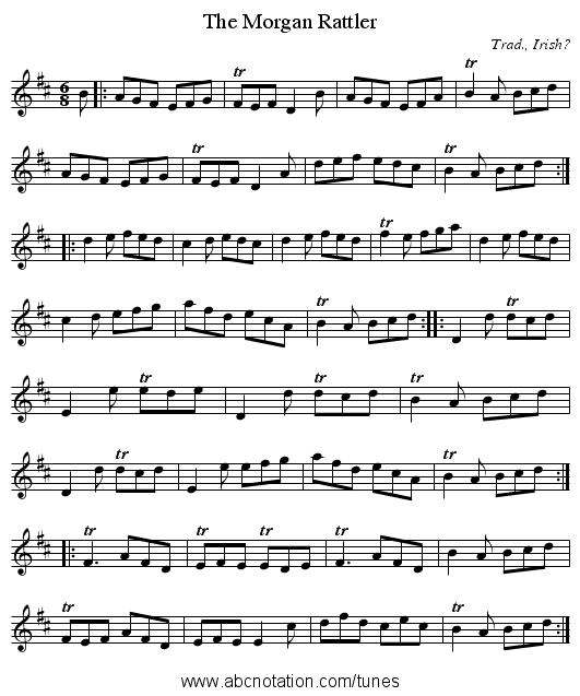 The Morgan Rattler - staff notation