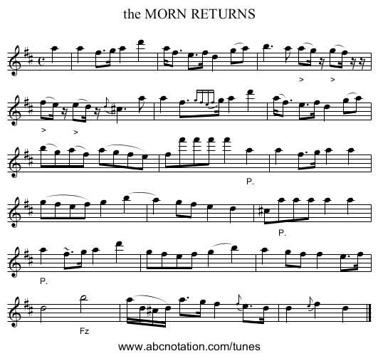 the MORN RETURNS - staff notation