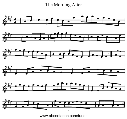 The Morning After - staff notation