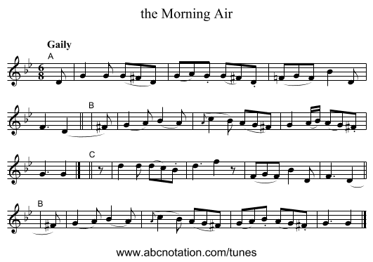 the Morning Air - staff notation