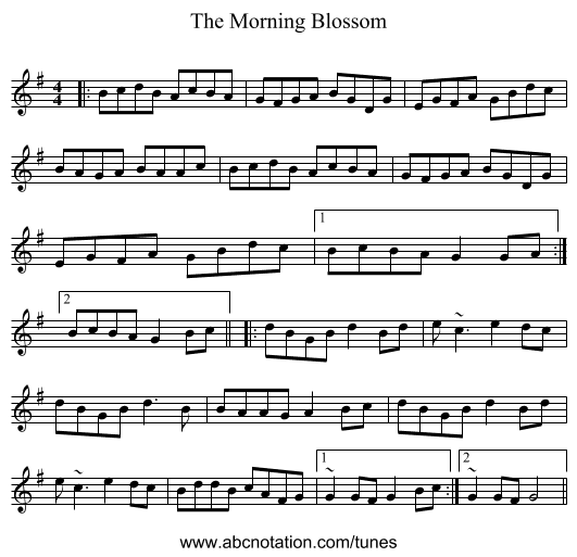 The Morning Blossom - staff notation