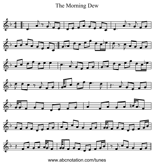 The Morning Dew - staff notation