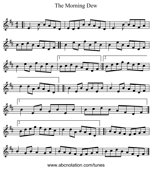 The Morning Dew - staff notation