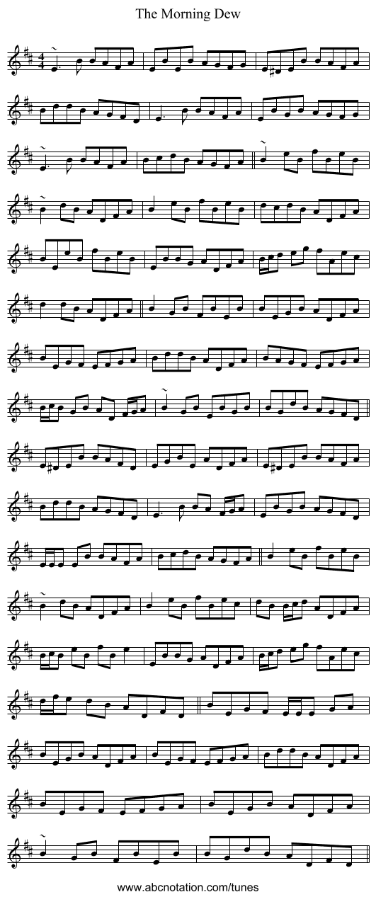The Morning Dew - staff notation