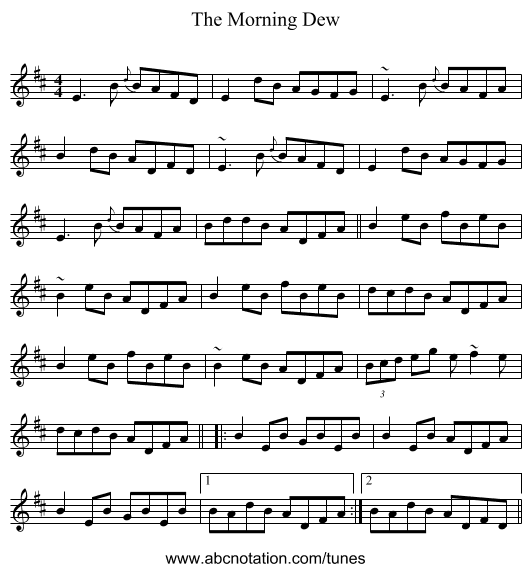 The Morning Dew - staff notation