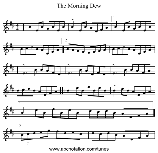 The Morning Dew - staff notation