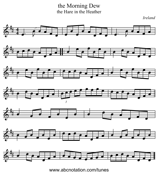 the Morning Dew - staff notation
