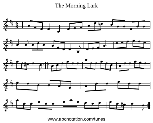 The Morning Lark - staff notation