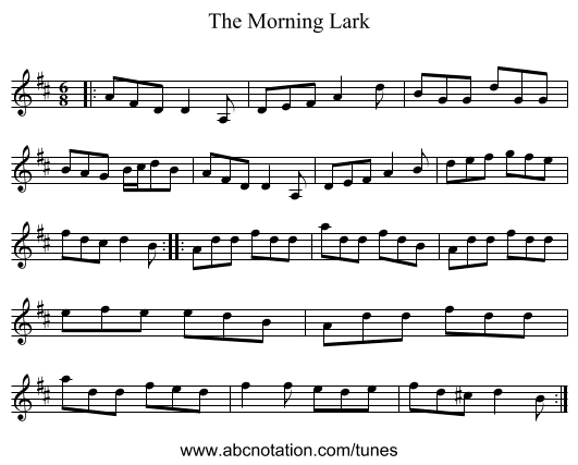 The Morning Lark - staff notation