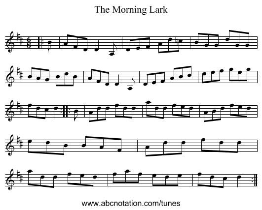 The Morning Lark - staff notation