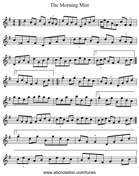 The Morning Mist - staff notation