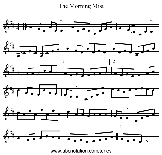 The Morning Mist - staff notation