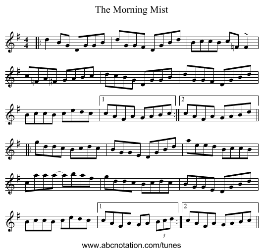 The Morning Mist - staff notation