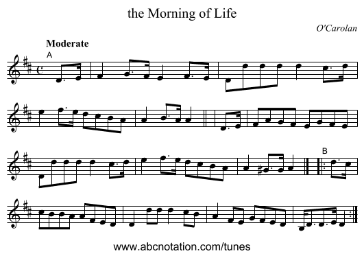 the Morning of Life - staff notation