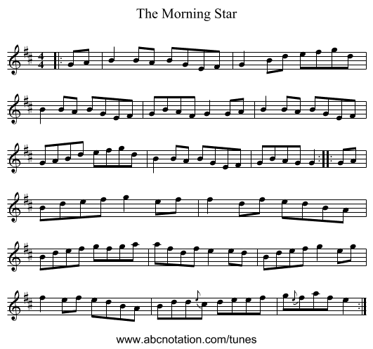 The Morning Star - staff notation