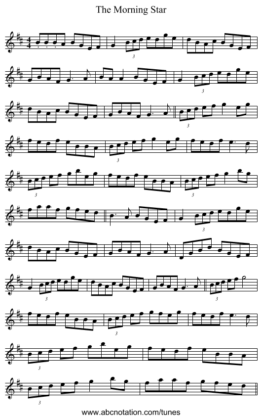 The Morning Star - staff notation