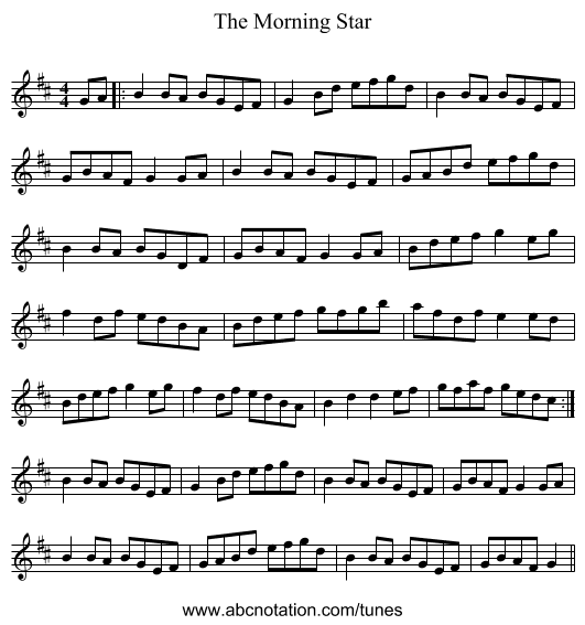 The Morning Star - staff notation