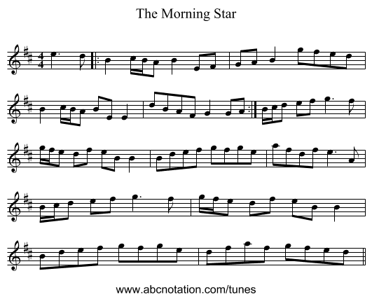 The Morning Star - staff notation