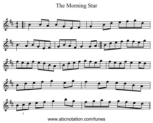 The Morning Star - staff notation