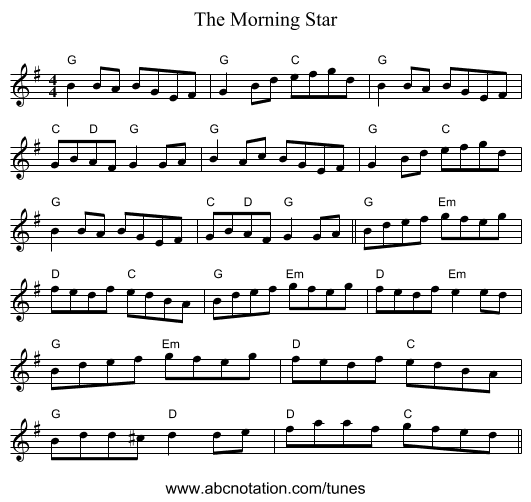 The Morning Star - staff notation