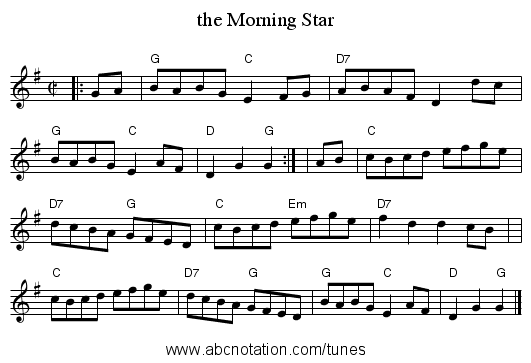 the Morning Star - staff notation