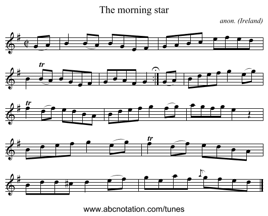The morning star - staff notation