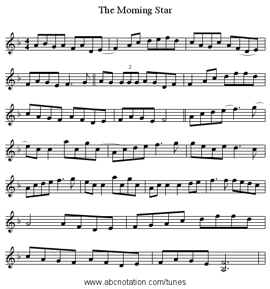 The Morning Star - staff notation