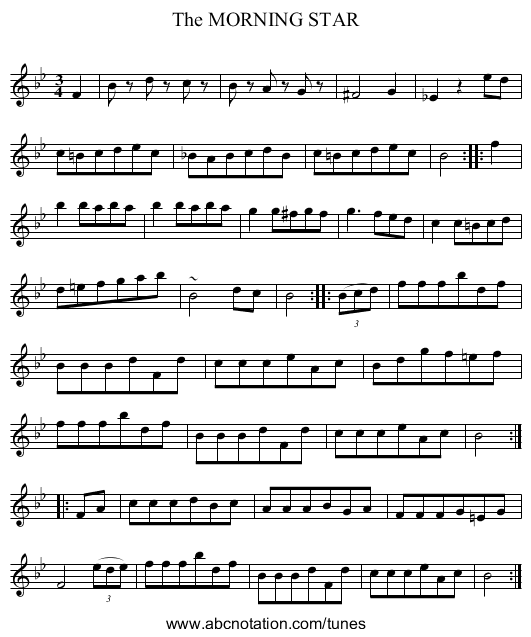 The MORNING STAR - staff notation