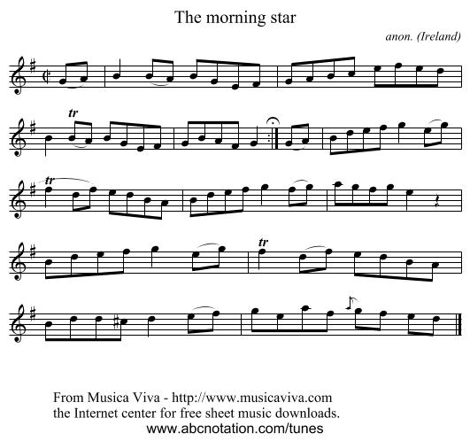 The morning star - staff notation
