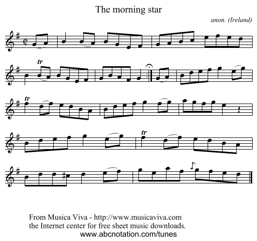 The morning star - staff notation