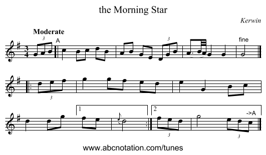 the Morning Star - staff notation