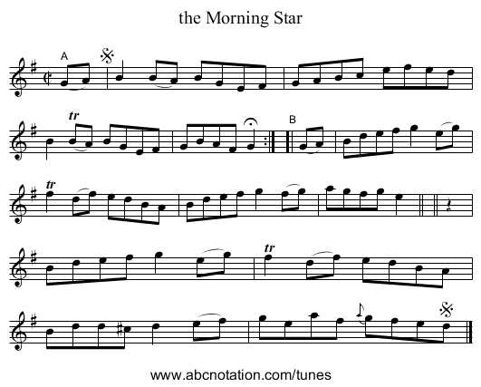 the Morning Star - staff notation
