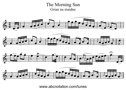 The Morning Sun - staff notation