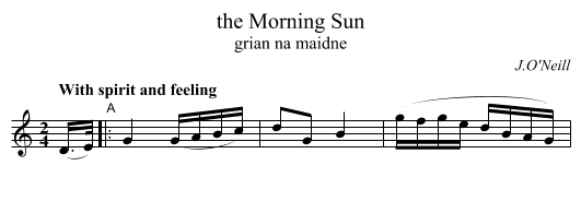 the Morning Sun - staff notation