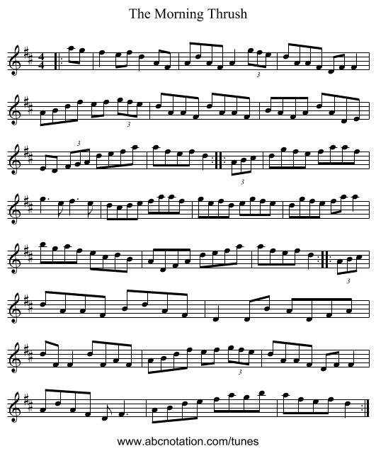 The Morning Thrush - staff notation
