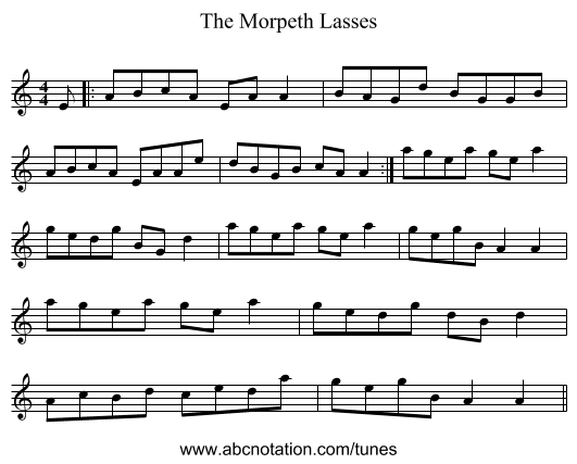 The Morpeth Lasses - staff notation