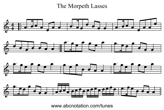 The Morpeth Lasses - staff notation