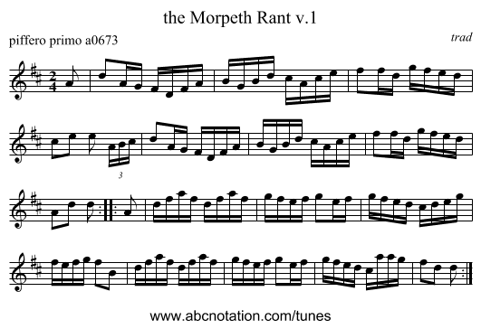 the Morpeth Rant v.1 - staff notation